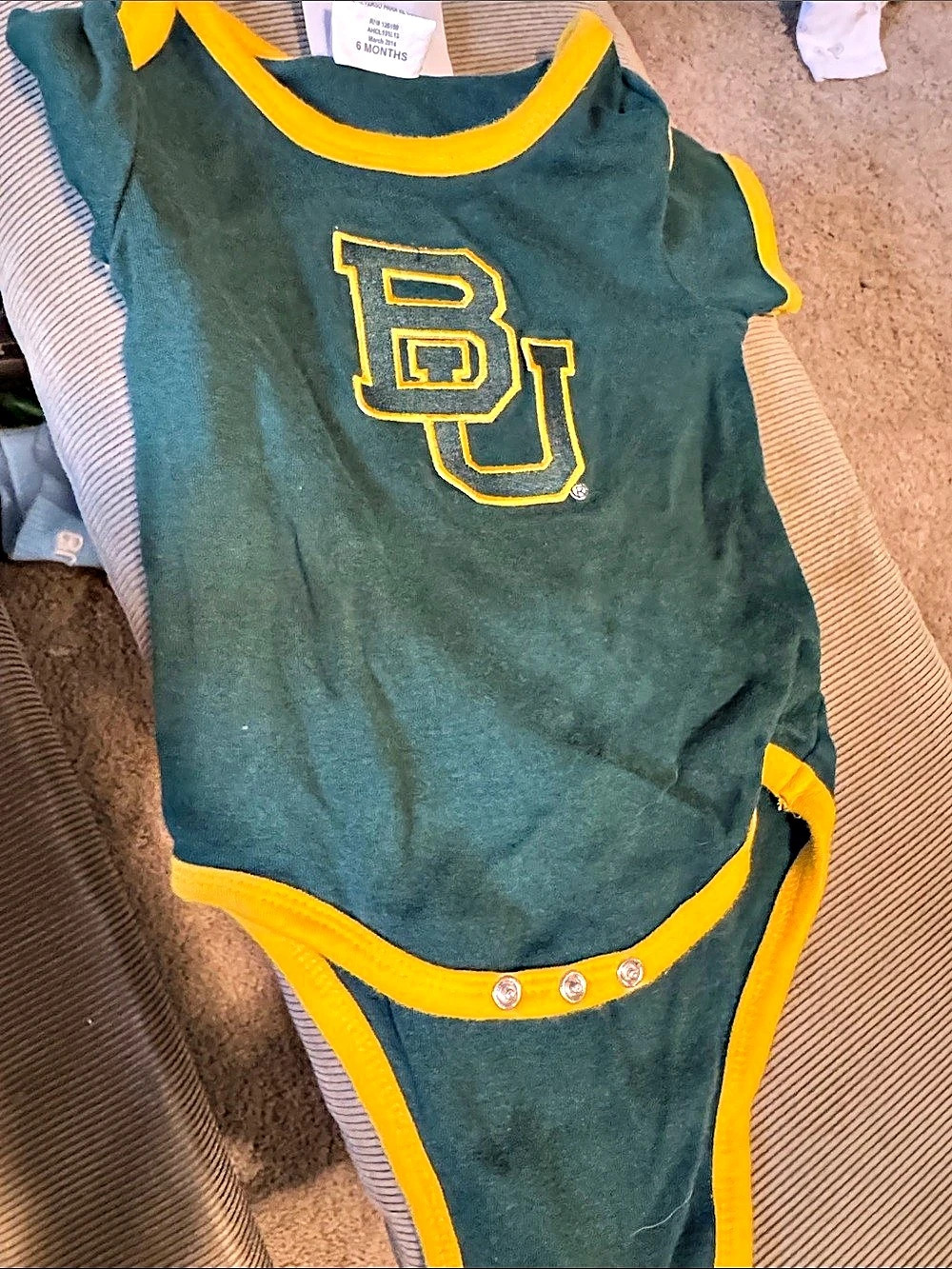 Two Feet Ahead Baylor University Infant Bodysuit Green & Yellow 6 Months